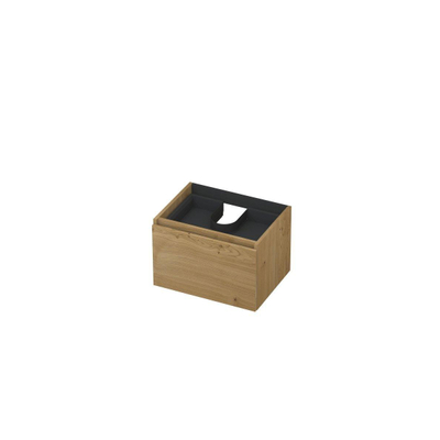 INK fineer meuble sous-lavabo 60x45x40cm 1 tiroir avec tiroir intérieur sans poignée avec cadre tournant en bois mdf natur