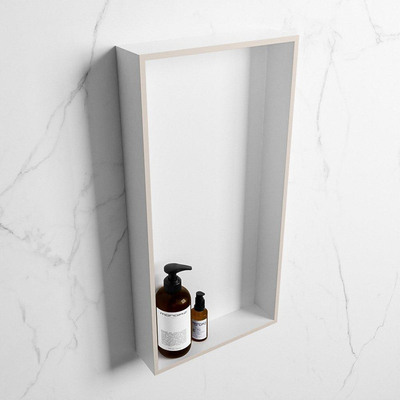 Mondiaz Easy nis 29.5x59.5x8cm voor Inbouw/opbouw 1 open vak Solid surface Talc/Linen