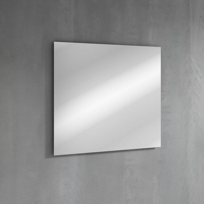 Saniclass Prime Core Ensemble meuble de salle de bains - 80x50x45cm - 1 vasque rectangulaire en céramique blanche - 1 trou de robinet - 2 tiroirs - miroir rectangulaire - mat cotton (beige)