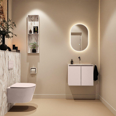 MONDIAZ TURE-DLUX Meuble toilette - 60cm - Rosee - EDEN - vasque Glace - position centrale - sans trou de robinet