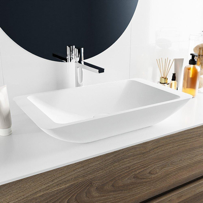 Mondiaz Topi Waskom - 59.5x34.5x10cm - rechthoek - opbouw - Solid Surface Talc