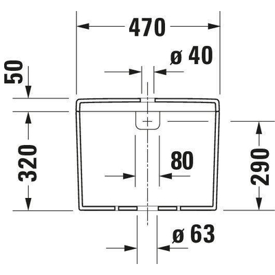 Duravit Philippe Starck 3 duoblokreservoir compleet BIG 47x21cm onder links en achter aansluiting