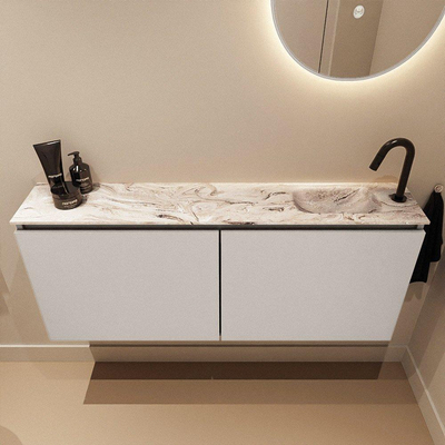 MONDIAZ TURE-DLUX Meuble de WC 120 cm Linen. Lavabo EDEN Glace position à droite. Avec 1 trou de robinet.