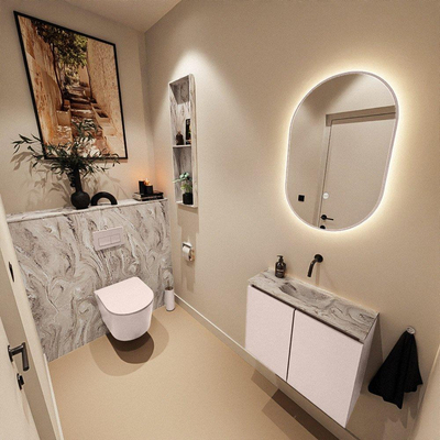 MONDIAZ TURE-DLUX 60cm toiletmeubel Rosee. EDEN wastafel Glace positie midden. Zonder kraangat.