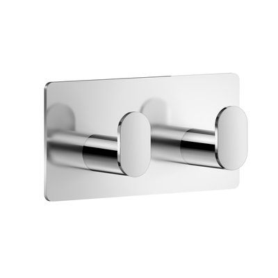 Smedbo Beslagsboden CUBE Handdoekhaak - dubbel - zelfklevend - 9.6x4.8cm - Gepolijst edelstaal (chroom)