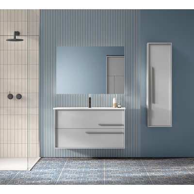 Saniclass Prime Essential Meuble sous lavabo - 100x55x46cm - 2 tiroirs - Poignée standard - MDF - mat greige (gris)