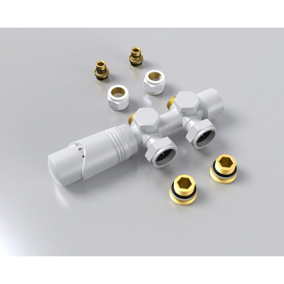 Rosani Classic kit de raccordement de radiateur universelle droite et coudée blanc mat