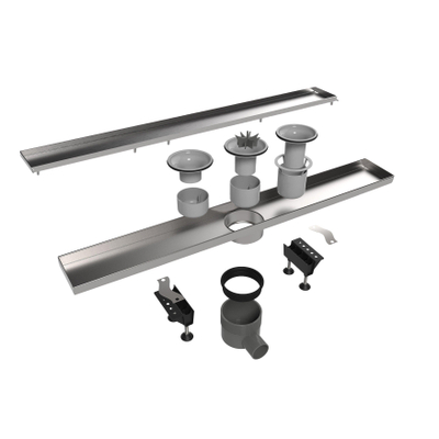 Easy Drain Caniveau pour carrelage avec sortie latérale 50mm 9,8x170cm avec garde d'eau 30/35/50cm
