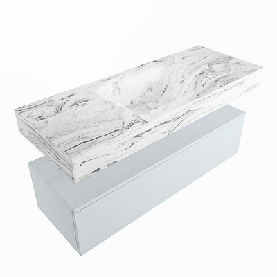 Mondiaz ALAN-DLUX Ensemble de meuble - 120cm - meuble Clay mat - 1 tiroir - Lavabo Cloud Glace suspendu - vasque Centre - 1 trou de robinet