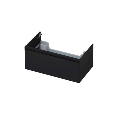 INK Wastafelonderkast - 80x45x35cm - 1 lade - greeploos - MDF lak - Zwart mat