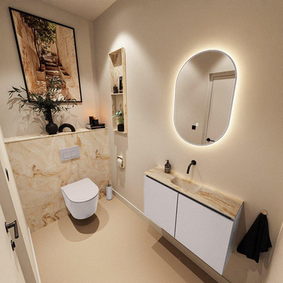 MONDIAZ TURE-DLUX 80cm meuble de toilettes Cale. EDEN lavabo Frappe position milieu. Sans trou de robinet.