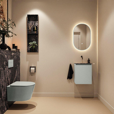MONDIAZ TURE-DLUX Meuble de toilettes 40 cm Greey. Lavabo EDEN Lava position centrale. Sans trou de robinet.