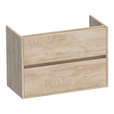 BRAUER Adore meuble sous lavabo peu profond - 80x39x55cm - 2 tiroirs softclose - sans poignée - 1 découpe pour le siphon - Forest Wheat