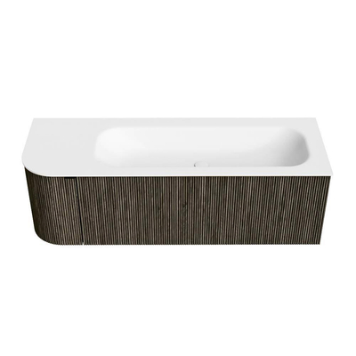Mondiaz KURVE Badkamermeubelset - 135x46x40cm - 1 lade - 1 deur - wastafel solid surface - rechts - zonder kraangat - Shadow