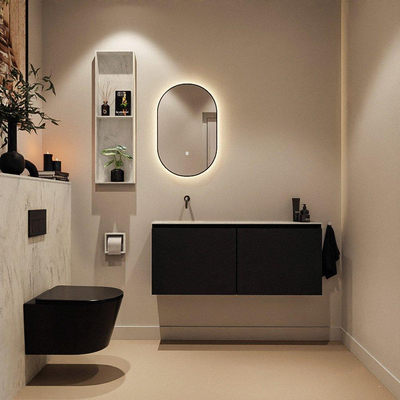 MONDIAZ TURE-DLUX Meuble toilette - 120cm - Urban - EDEN - vasque Opalo - position gauche - sans trou de robinet