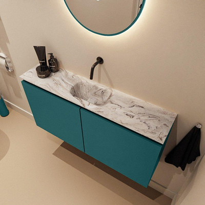 MONDIAZ TURE-DLUX meuble WC 100 cm Smag. EDEN lavabo Glace position milieu. Sans trou de robinet.