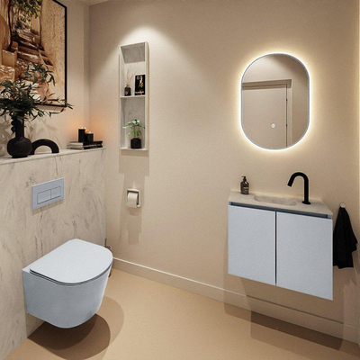 MONDIAZ TURE-DLUX Meuble de toilettes 60 cm Clay. EDEN vasque Opalo position milieu. Avec 1 trou de robinet.