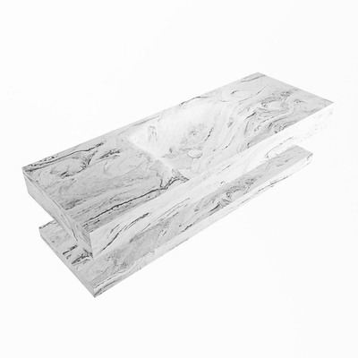 MONDIAZ ALAN - DLUX Badkamermeubelset - 130cm - planchet - Glace - vrijhangende wastafel - wasbak midden - 1 kraangat - Glace