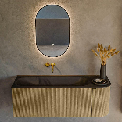 Mondiaz KURVE Badkamermeubelset - 125x46x40cm - 1 lade - 1 deur - wastafel solid surface - links - zonder kraangat - Dusk