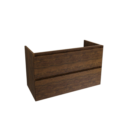 Saniclass Holz Pure Meuble de salle de bain - 100x45x60cm - lavabo en céramique blanc - 1 vasque - sans trous de robinet - 2 tiroirs - Walnut pure