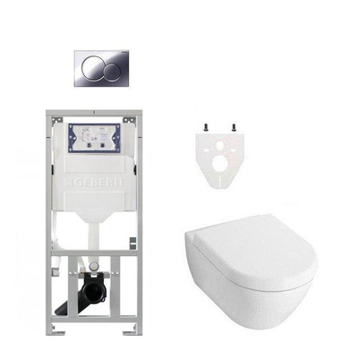 Villeroy & Boch Subway 2.0 DirectFlush Toiletset geberit reservoir bedieningsplaat - softclose - chroom (wit)