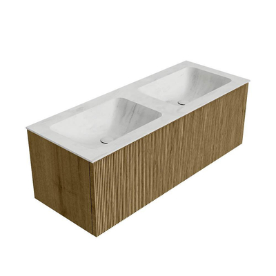 Mondiaz KURVE-DLUX Badkamermeubelset - 120x46x40cm - 1 lade - wastafel solid surface - dubbel - zonder kraangat - Dusk