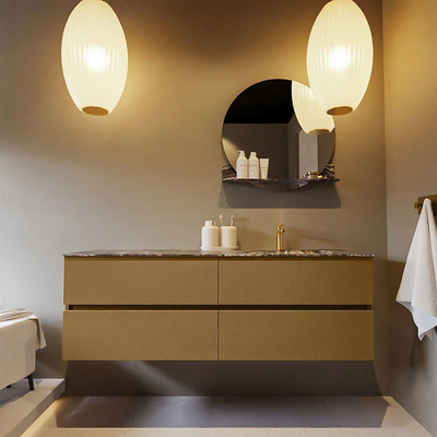 Mondiaz VICA-DLUX ensemble de meuble de salle de bain - 150cm - meuble sous-vasque oro - 4 tiroirs - lavabo encastrée cloud droite - 1 trou de robinet - version haute de 60cm - lave