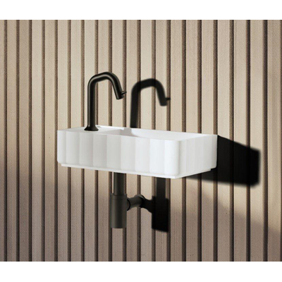 Riho Catching waves Fontein - 44x22cm - 1 kraangat links - solid surface - mat wit