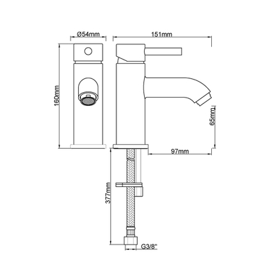 Wiesbaden Caral Cadans wastafelkraan laag geborsteld koper