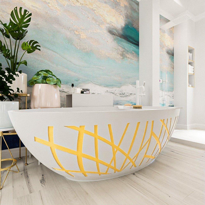 MONDIAZ HOLM DESIGN Baignoire autoportante - 180x85cm - Ocher / Talc
