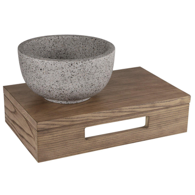 Differnz fonteinplank 40x25x10cm rechthoek met handdoekhouder eiken met waskom kraan siphon SHOWROOMMODEL