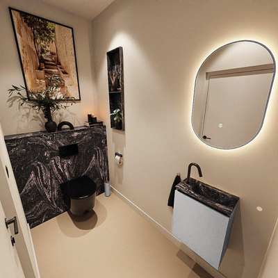 MONDIAZ TURE-DLUX 40cm toiletmeubel Plata. EDEN wastafel Lava positie rechts. Met 1 kraangat.
