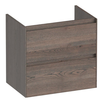 BRAUER Inspire meuble sous-lavabo peu profond 60 2 tiroirs softclose - sans poignée - 1 découpe de siphon - chêne massif - lamelles chêne noir