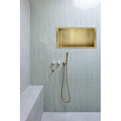 Saniclass Hide Niche de salle de bains encastrable 30x60x10cm inox avec cadre Or brossé