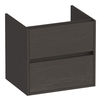 BRAUER Adore meuble sous-lavabo - 60x46x55cm - 2 tiroirs à fermeture en douceur - sans poignée - 1 découpe pour siphon - Timber Anthracite