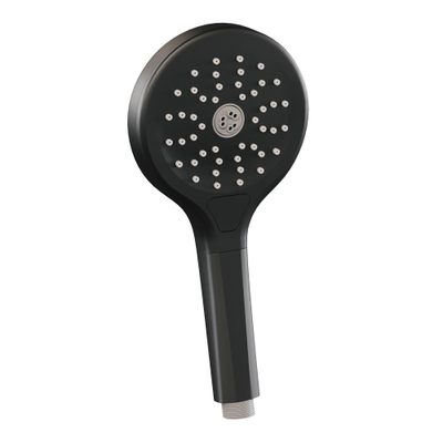 BRAUER Black Carving thermostatische inbouw badkraan - drukknoppen SET 04 - badvulcombinatie - 3 standen handdouche - doucheslang - wandaansluitbocht - zwart mat