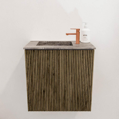 Mondiaz JOYA-DLUX 40cm toiletmeubel - kleur Dusk - Wastafel FAYE positie Links 1 kraangat kleur Oza.