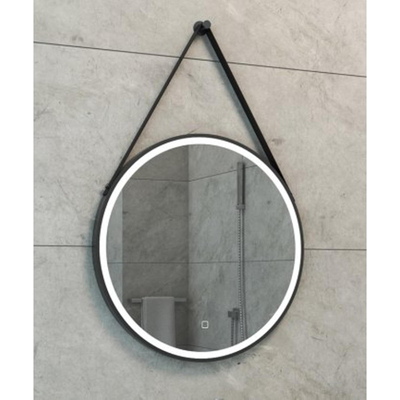Wiesbaden Cinto Spiegel rond - met band LED dimbaar en spiegelverwarming - 60cm - mat zwart