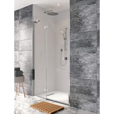 Crosswater Design New draaideur vast paneel 100x195cm zilver profiel helder glas SHOWROOMMODEL