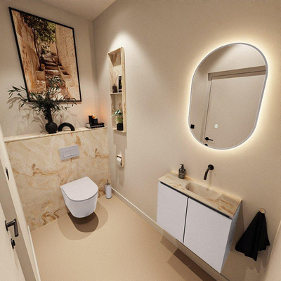 MONDIAZ TURE-DLUX Meuble toilette - 60cm - Cale - EDEN - vasque Frappe - position droite - sans trou de robinet