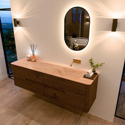 Mondiaz CIRO-DLUX Meuble de salle de bains - 170x45x50cm - Plan vasque Solid Surface Saba - 1 lavabo à droite - sans trous de robinet - 4 tiroirs - Dusk