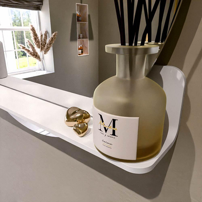 Mondiaz SPOT spiegel – Ø80 cm – met planchet – Talc (wit)