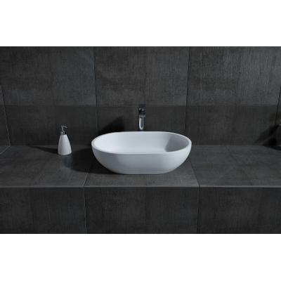 ZEZA Alexia waskom - 55x33x13.5cm - ovaal - solid surface mat wit SHOWROOMMODEL