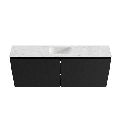MONDIAZ TURE-DLUX meuble WC 120 cm Urban. EDEN lavabo Opalo position milieu. Sans trou de robinet.