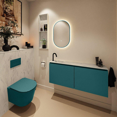 MONDIAZ TURE-DLUX Meuble toilette - 120cm - Smag - EDEN - vasque Opalo - position gauche - 1 trou de robinet