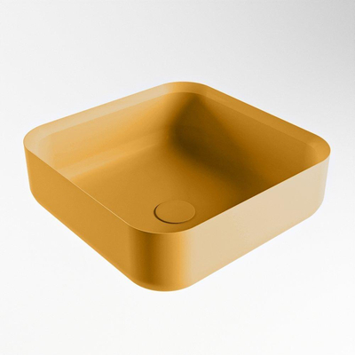 Mondiaz Binx Vasque à poser 36x36x13cm carré Solid Surface Ocher/Orange