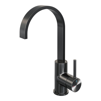 BRAUER Stripe Hoge Opbouw Wastafelmengkraan - draaibare platte uitloop - model A - gunmetal geborsteld PVD
