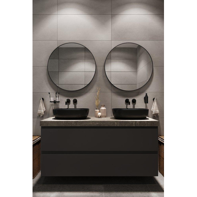 Haceka Deco miroir - 80x80cm - rond - noir mat