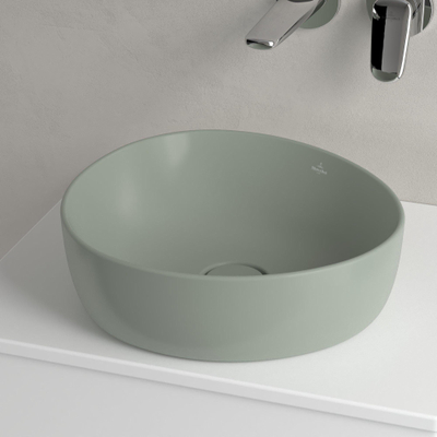Villeroy & Boch Antao opzetwastafel - 40x39.5cm - zonder kraangat - zonder overloop CeramicPlus - Morning Green (mat groen)