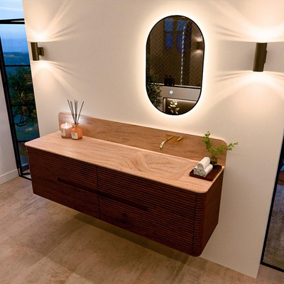 Mondiaz CIRO-DLUX Badkamermeubelset - 170x45x50cm - Solid surface wastafel Saba - 1 wasbak Rechts - zonder kraangaten - 4 lades - Ruby
